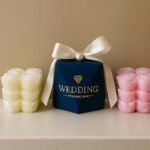 Μπομπονιέρα Γάμου Μπλε Navy με Λευκή Κορδέλα & Πέρλα